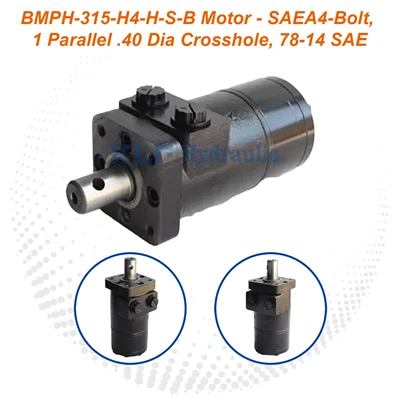 BMPH-315-Motor Hidraulik Orbit H4-HSB|SAE Flensa 4 Baut, Poros Paralel 1", Lubang Silang Dia 0,40", Port SAE 7/8-14